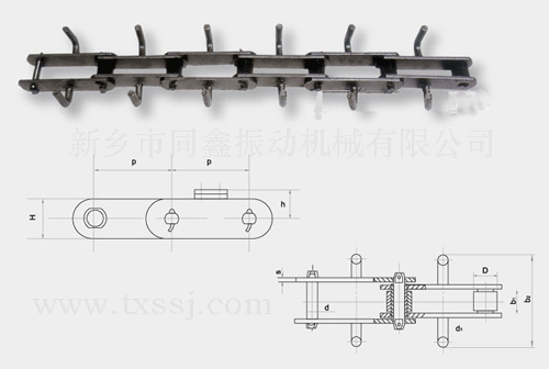 FU型鏈?zhǔn)捷斔蜋C(jī)產(chǎn)品專用鏈條參考圖:同鑫振動機(jī)械