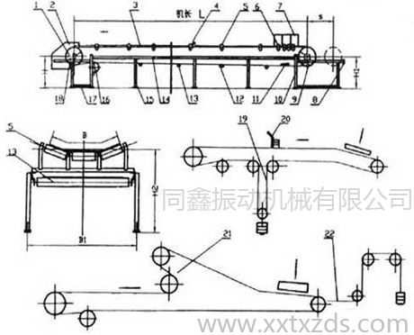 TD75型通用固定皮帶輸送機(jī)產(chǎn)品外形結(jié)構(gòu)圖-同鑫振動(dòng)機(jī)械
